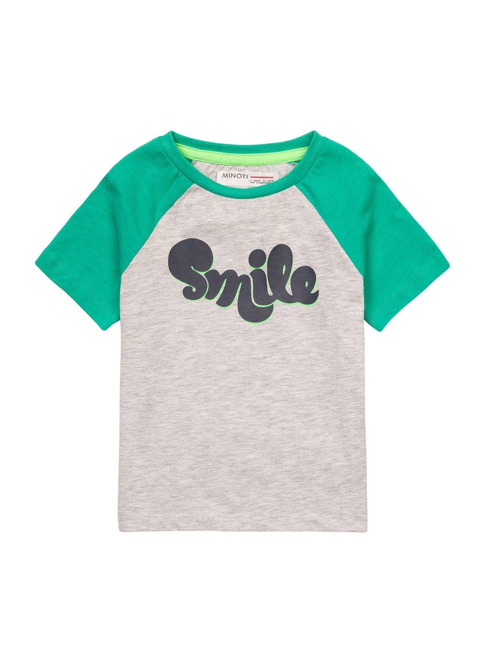 Boys Grey T-Shirt with Contrast Raglan Sleeves - Image 1