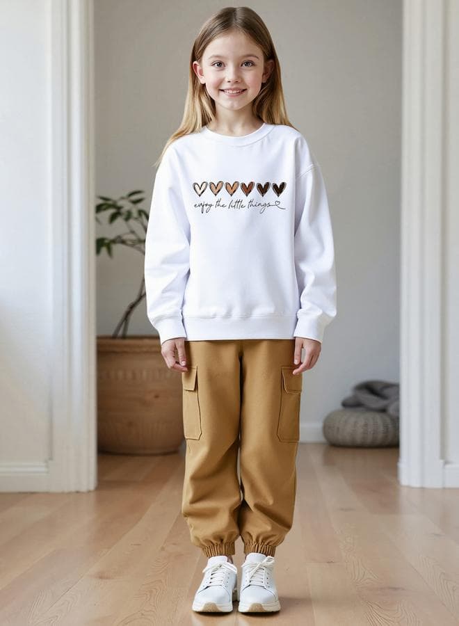 Teens Heart Graphic Sweatshirt & Jogger Set - Image 1