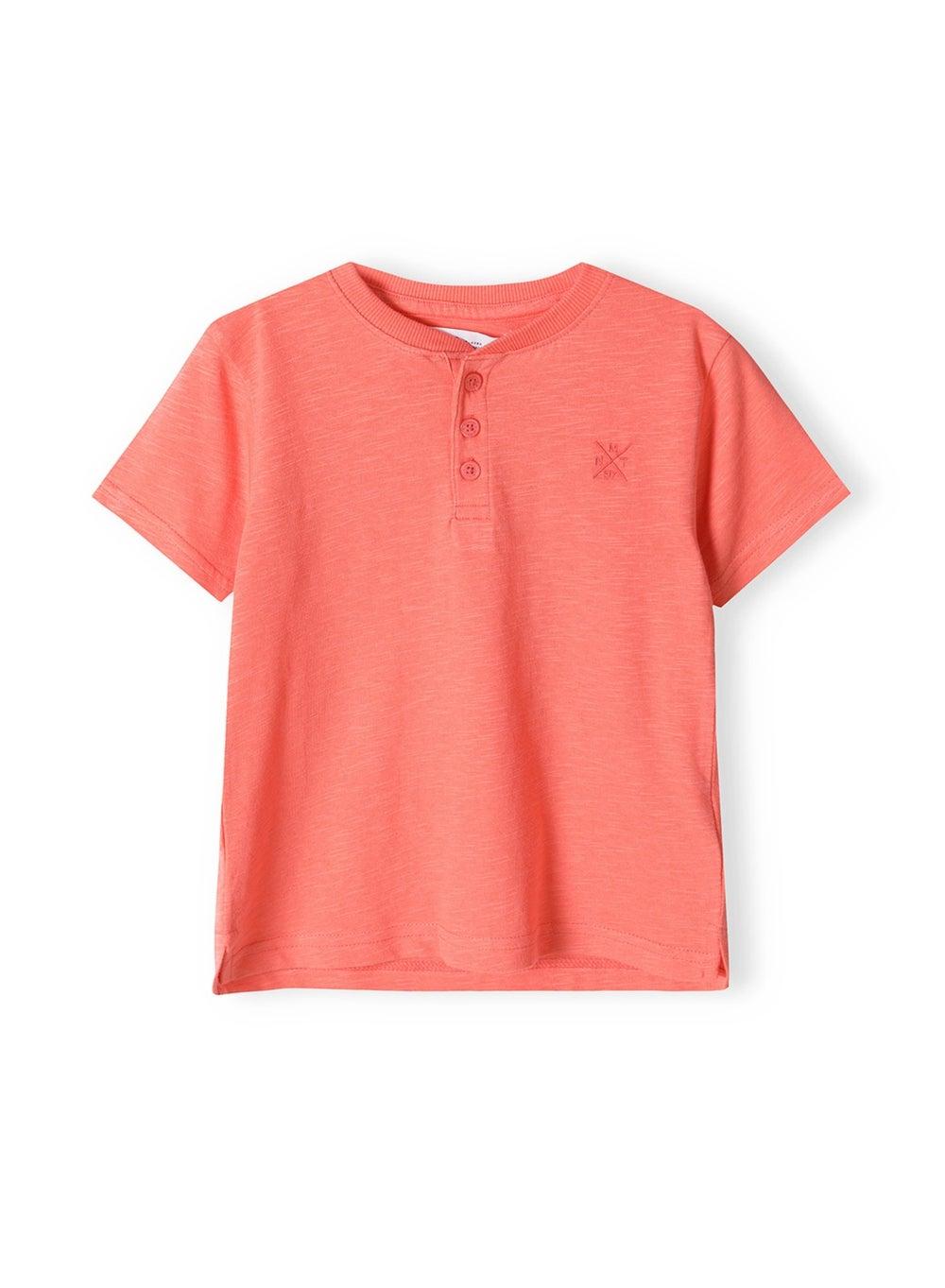 Boys Coral Henley Button Neck T-Shirt - Image 1