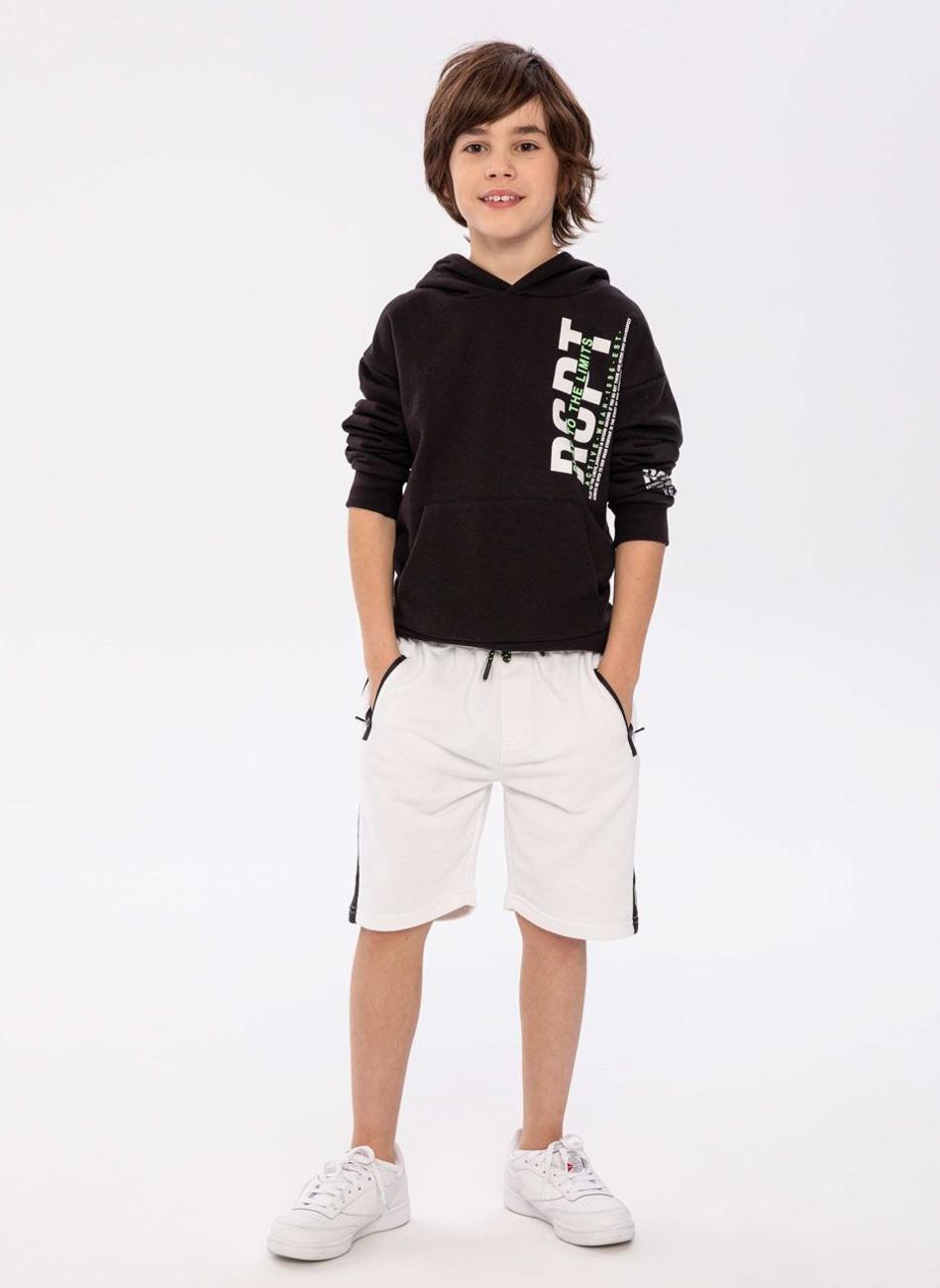 Boys Fleece Shorts with Contrast Zip Pockets White - Image 1