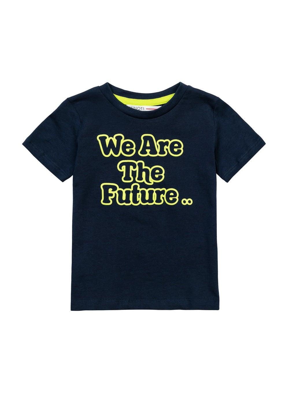 Boys Navy Printed Cotton T-Shirt - Image 1