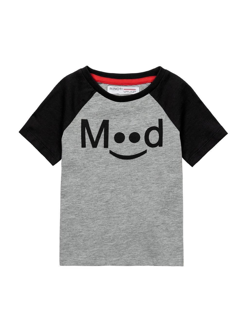 Boys Contrast Sleeve Grey Graphic T-Shirt - Image 1