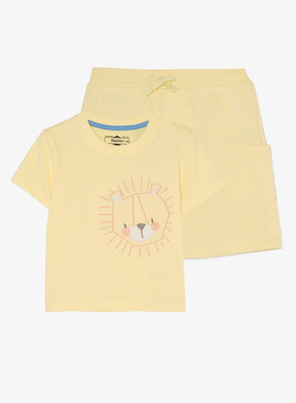 Ripples Boys 2Pcs Embroidered T-Shirt & Shorts Set - Image 1