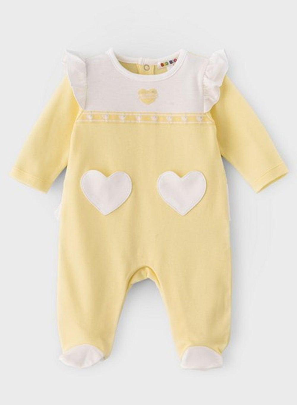 Baby Girl Footed Romper with Ruffle Shoulders - Image 1