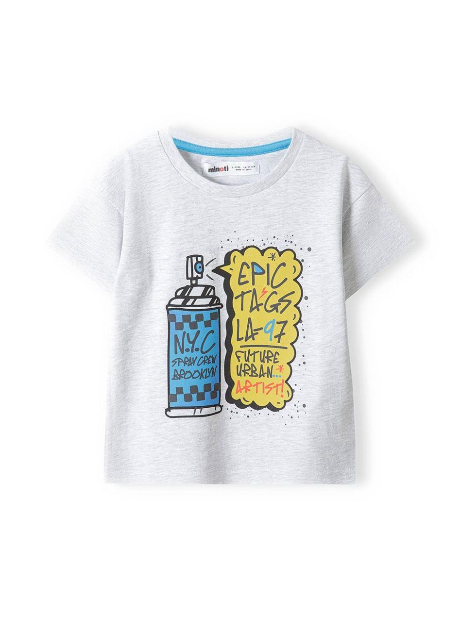 Boys Graphic Print Grey T-Shirt - Image 1