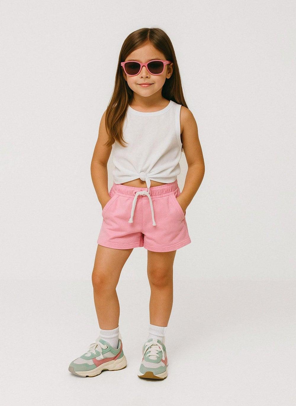 Girls White Ribbed Tie-Front Summer Vest - Image 1