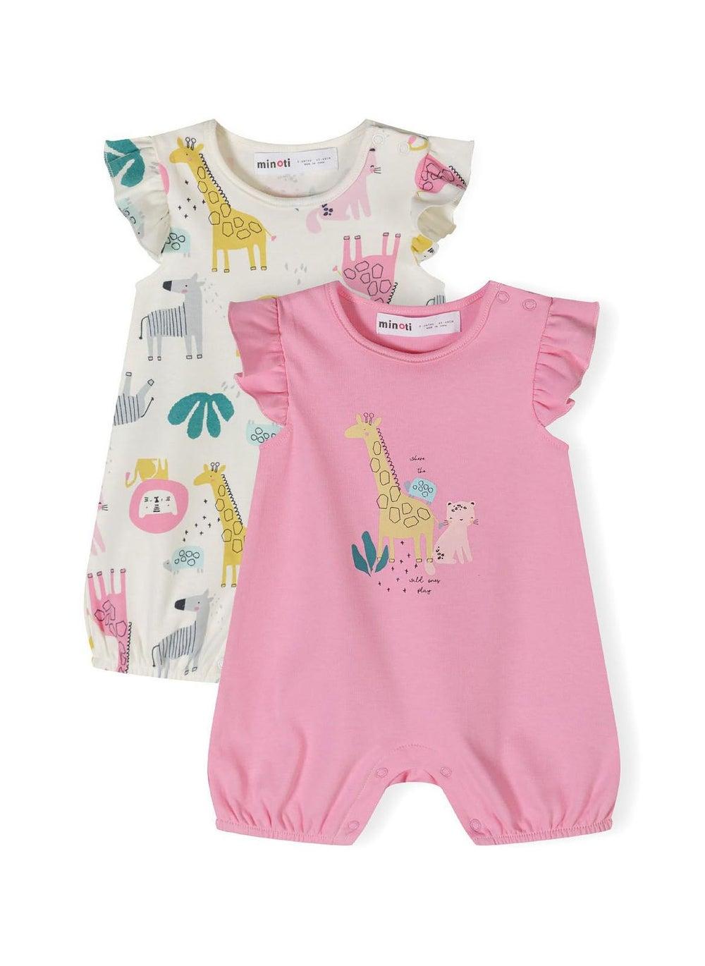 Girls Romper 2 Pack Frill Sleeves Purple - Image 1