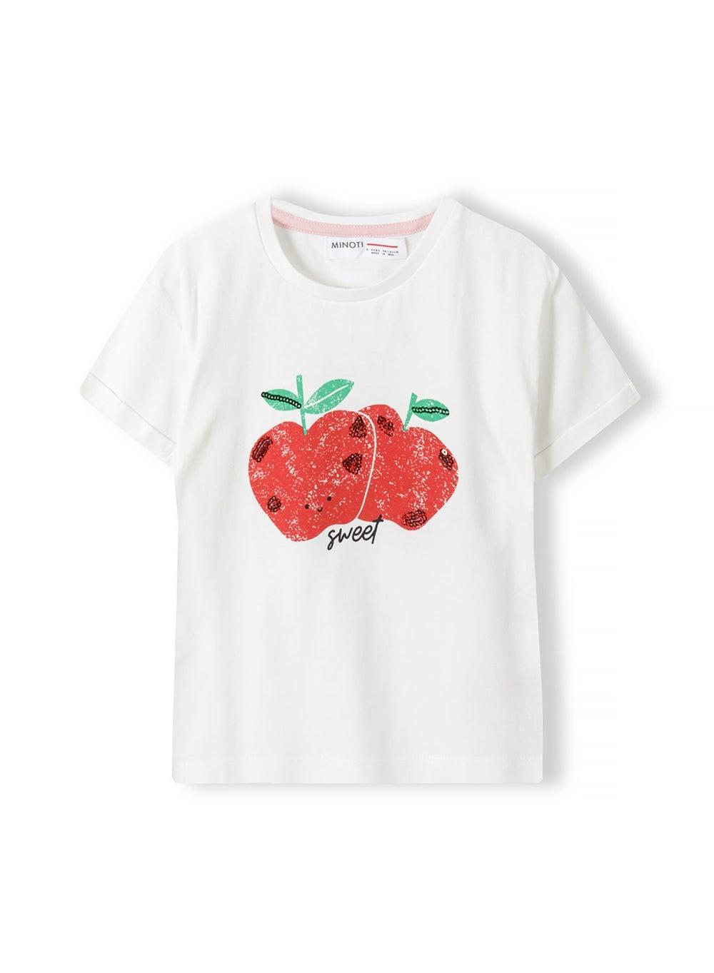 Girls Cotton White Sequin Detail T-Shirt - Image 1