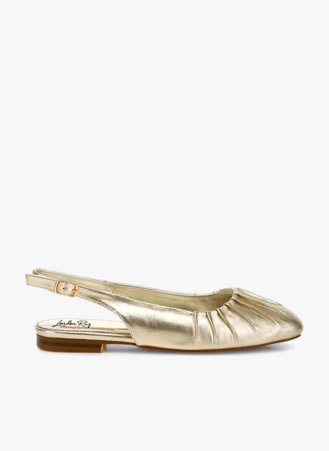 Gold Metallic Square Toe Slingback Flats - Image 1