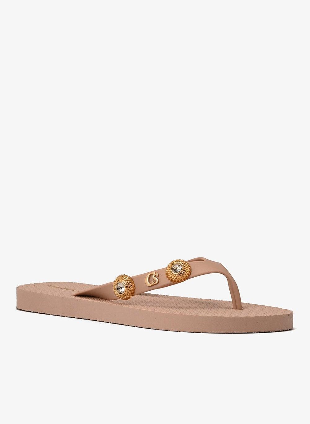 Rosé Embellished Flip-Flops for Effortless Summer Style - Image 1