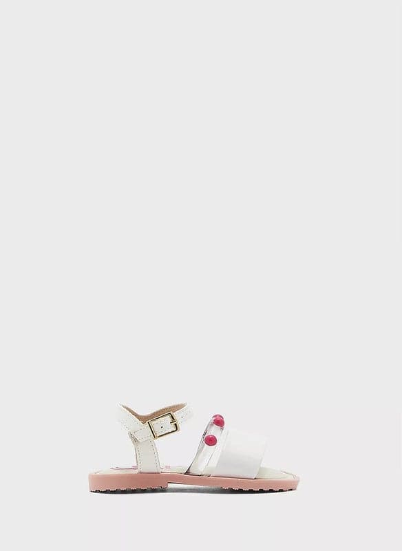 MOLEKINHA Infant Girls White Sandals with Back Strap - Image 1