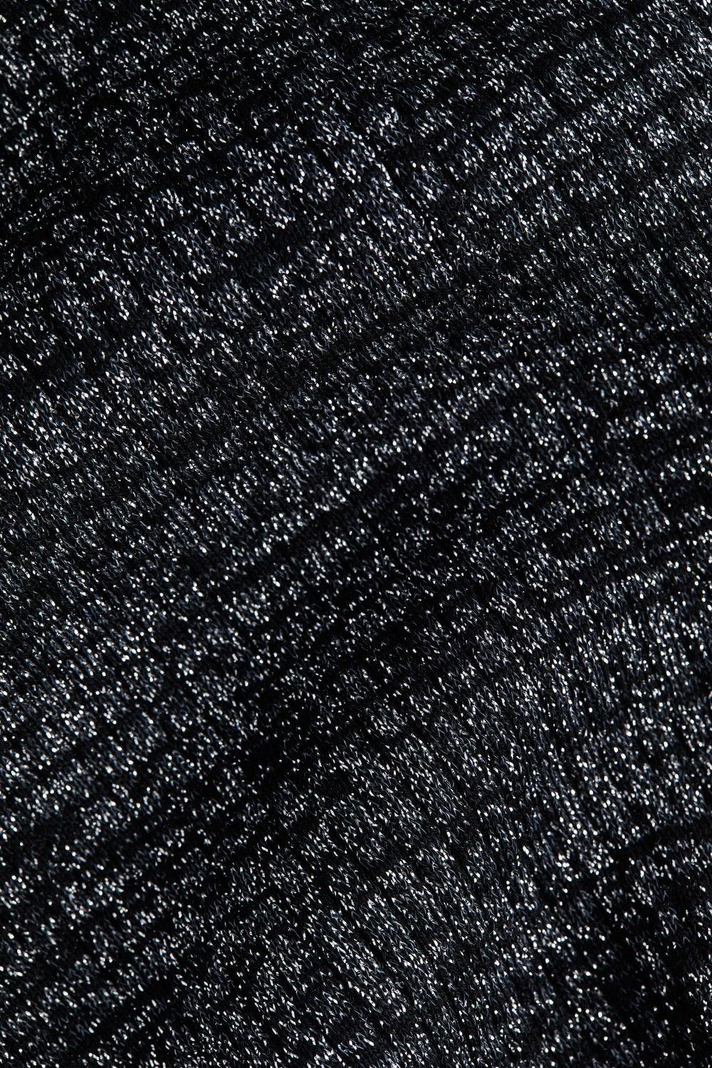 Glitter Rib-Knit Off-Shoulder Fitted Dress - Image 1