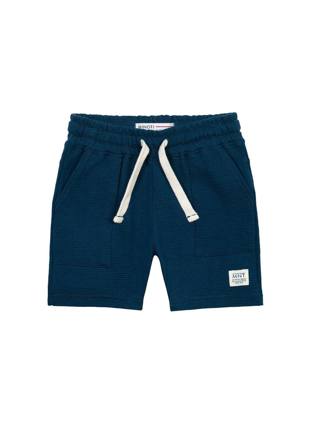 Boys Ribbed Cotton Shorts Navy Elastic Waist - Image 1
