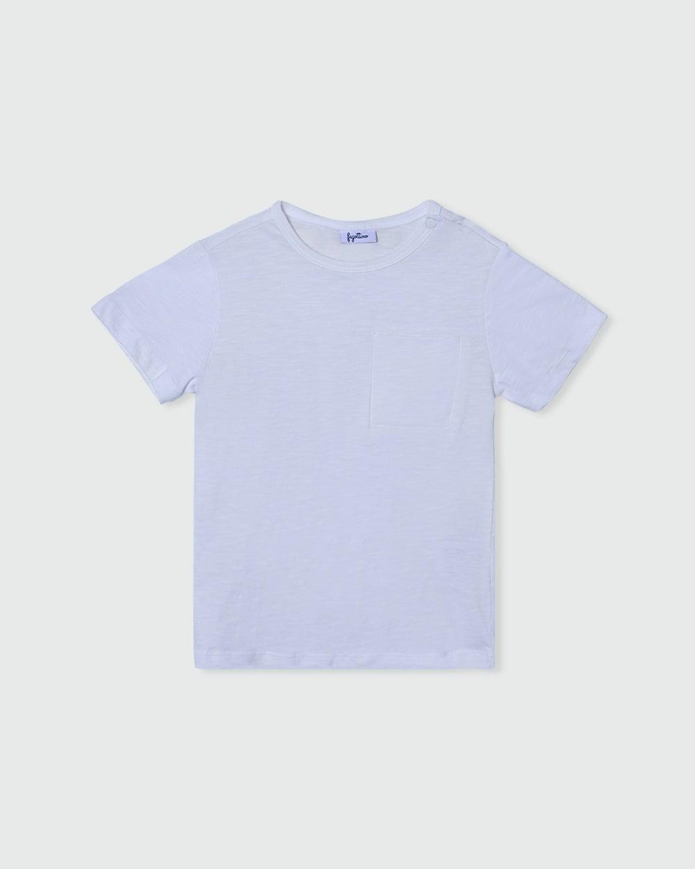 Boys White Pocket T-Shirt Classic Comfort Tee - Image 1