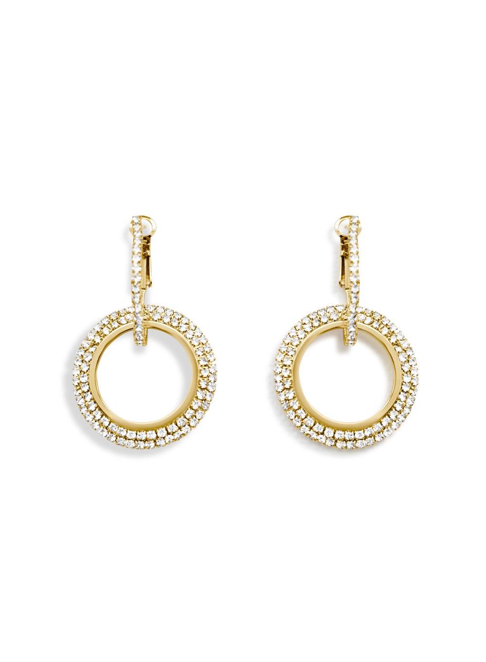 Crystal Shimmer Convertible Hoop Earrings - Image 1