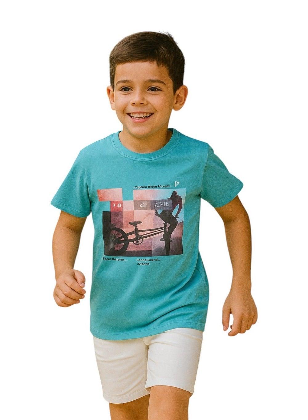 Victor and Jane Boys Printed T-Shirt Blue - Image 1