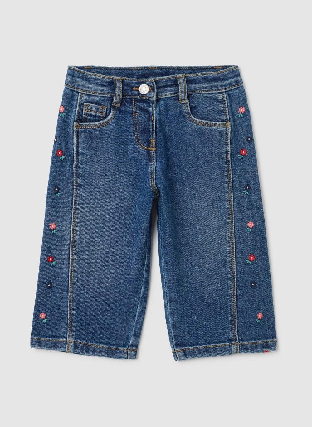 OVS Fagottino Girls Wide Leg Embroidered Denim Jeans - Image 1