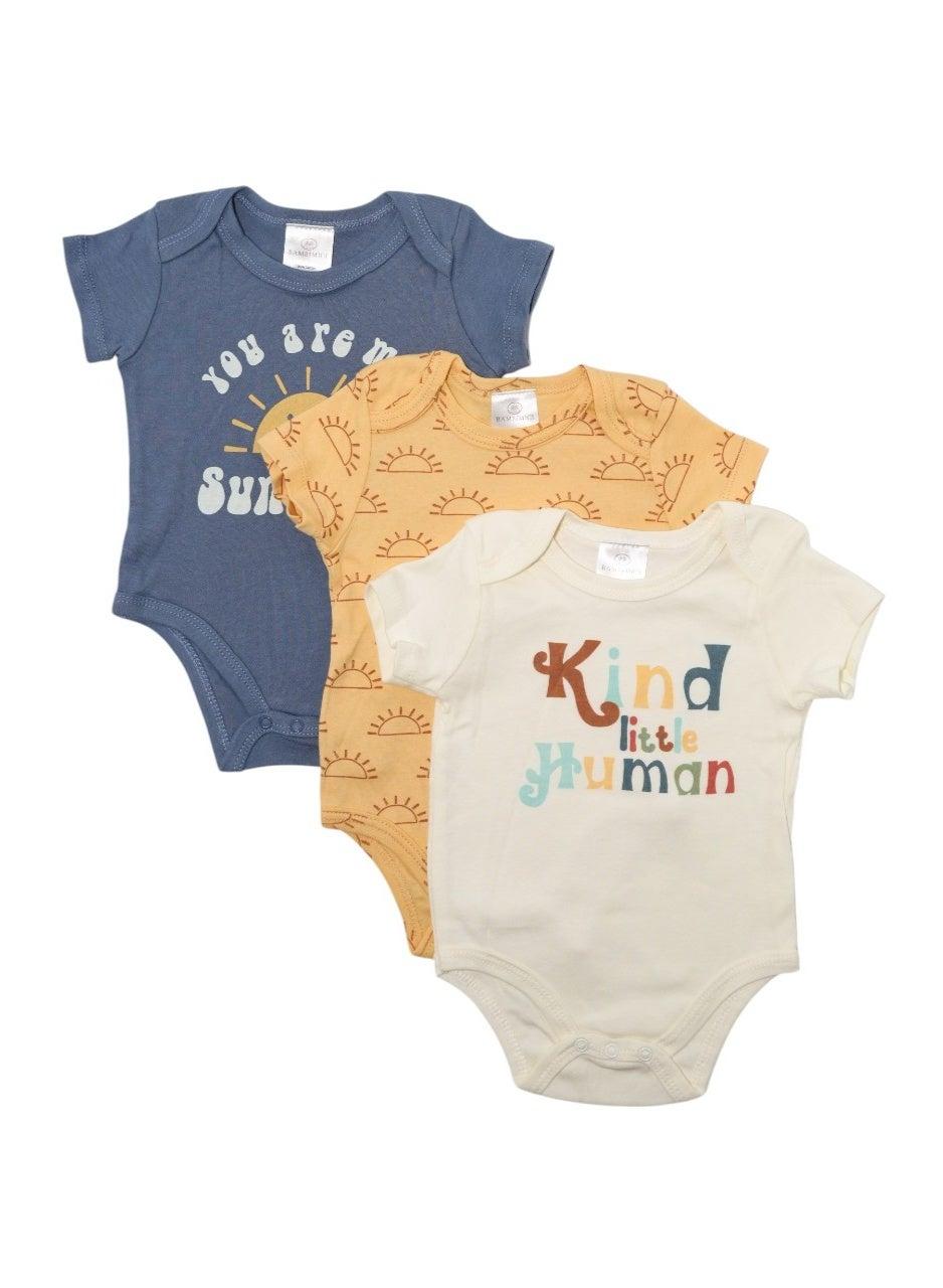 Bambimici 3-Piece Sunshine Print Baby Bodysuit Set - Image 1