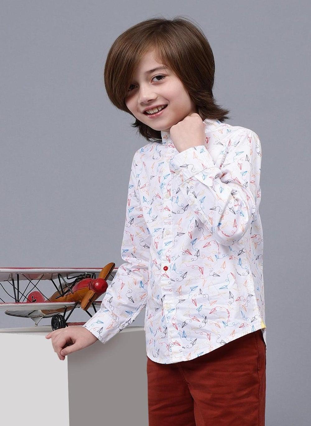 One Friday Boys White Cotton Collar Shirt - Image 1