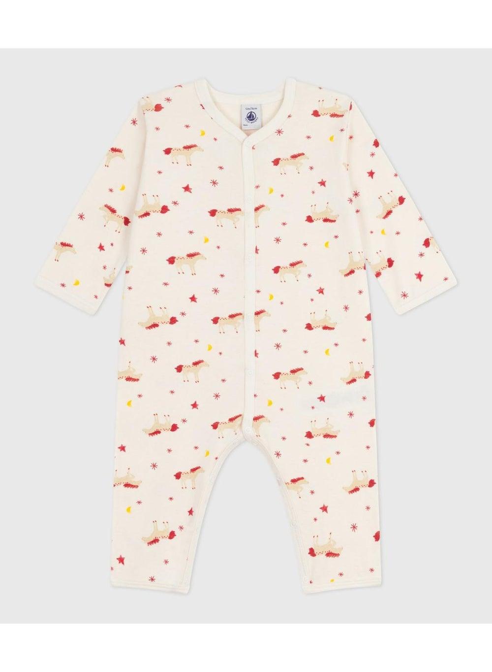 Babies' Horse-Print Cotton Footless Pyjama Suit - Image 1