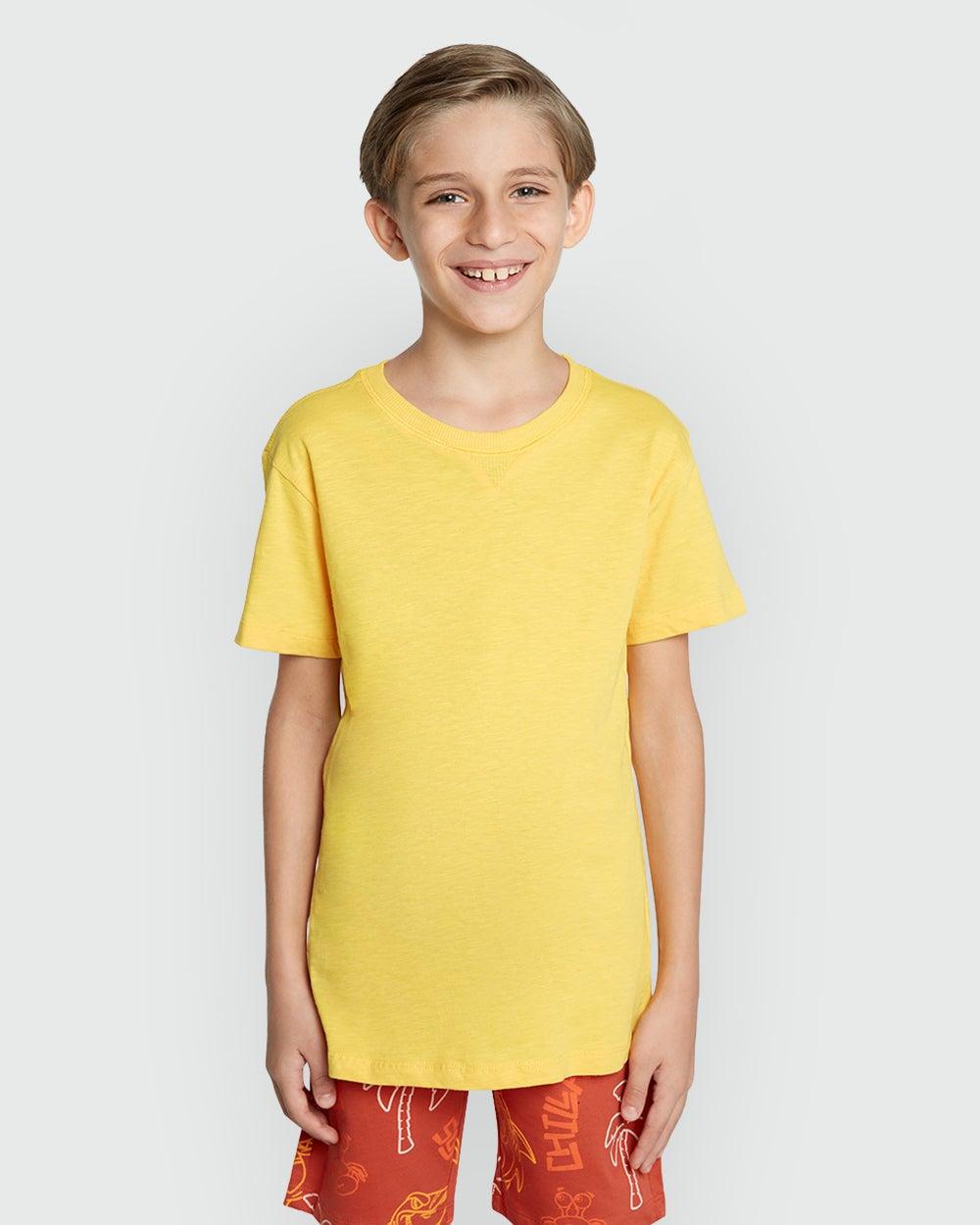 Boys Solar Power Yellow Cotton Short Sleeve Tee - Image 1