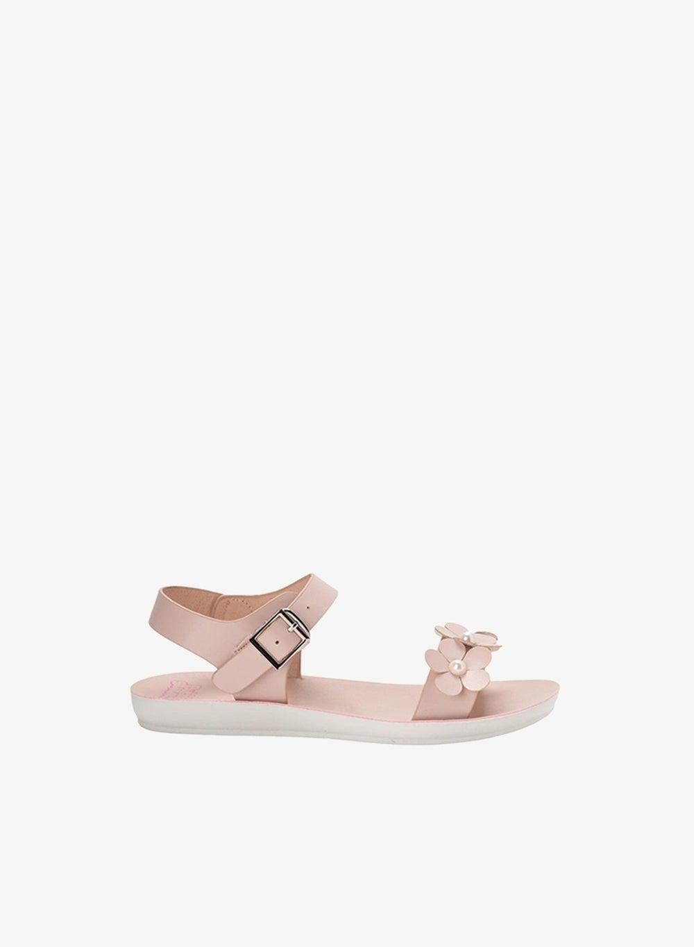 Girls Floral Applique Buckle Flat Sandals - Image 1