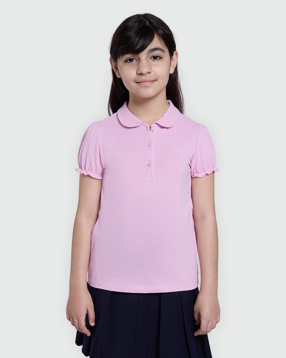Girls’ Pastel Lavender Cotton Polo Shirt - Image 1
