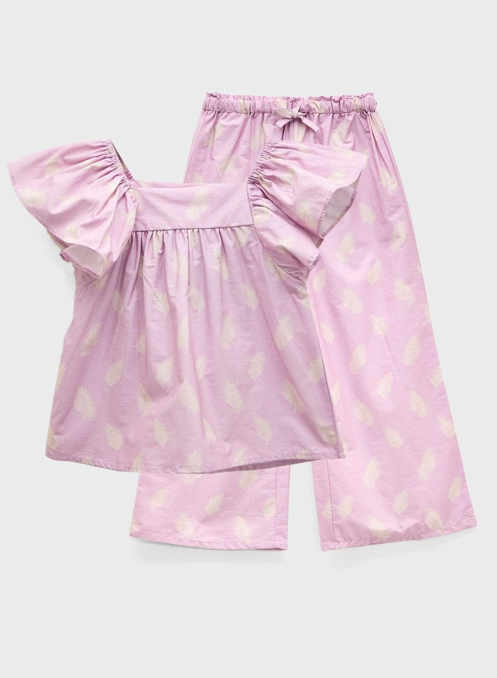 Girls Lilac Printed 2Pcs Outfit Set - Image 1