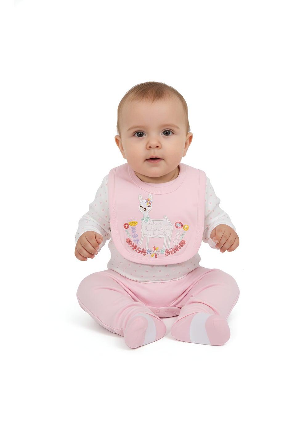 Bambimici Animal Print Long Sleeve Bodysuit Pyjama Peach - Image 1