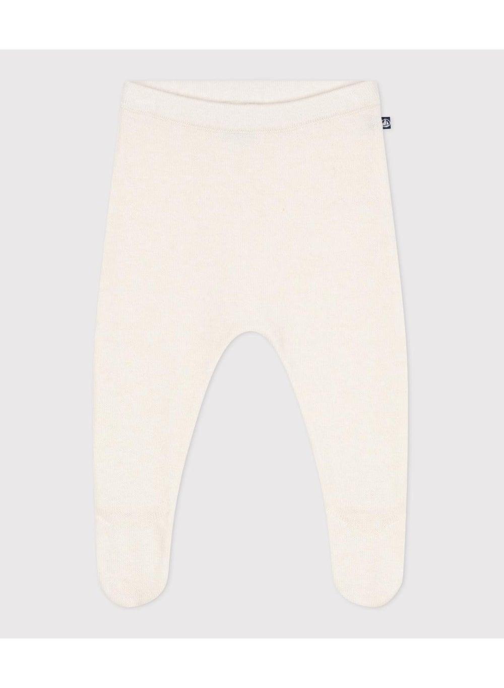 Baby Knit Trousers with Feet in Wool Cotton - Image 1