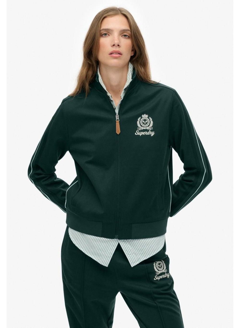 Country Club Track Top with Contrast Stripes - Image 1