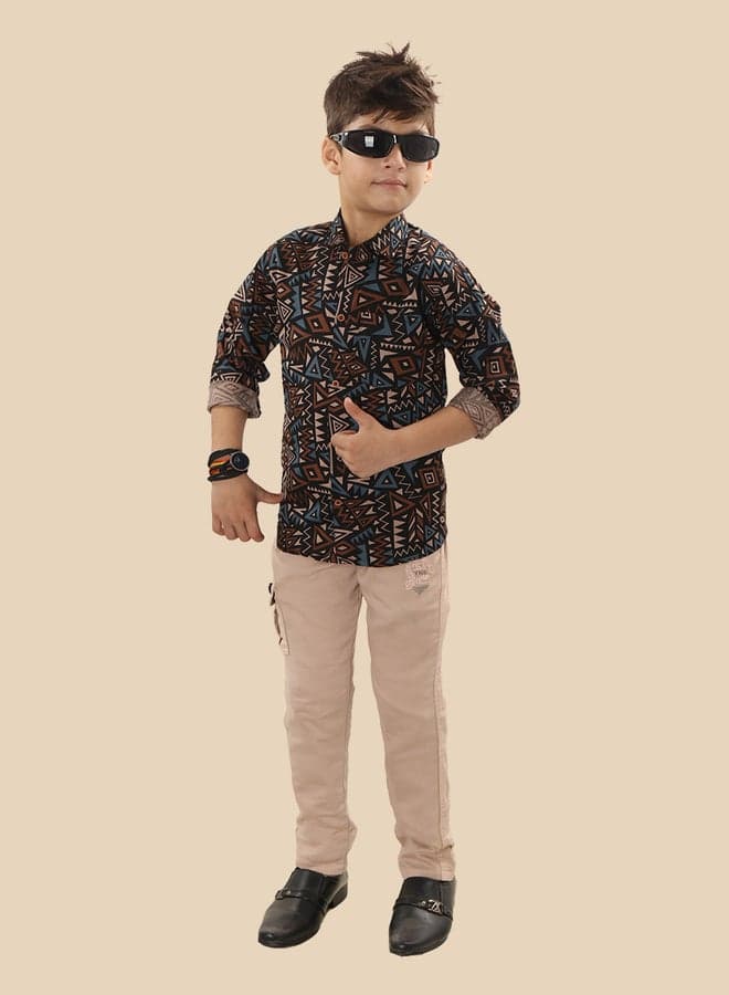 Ts Trends Printed Buttoned Shirt Pant Set - Image 1