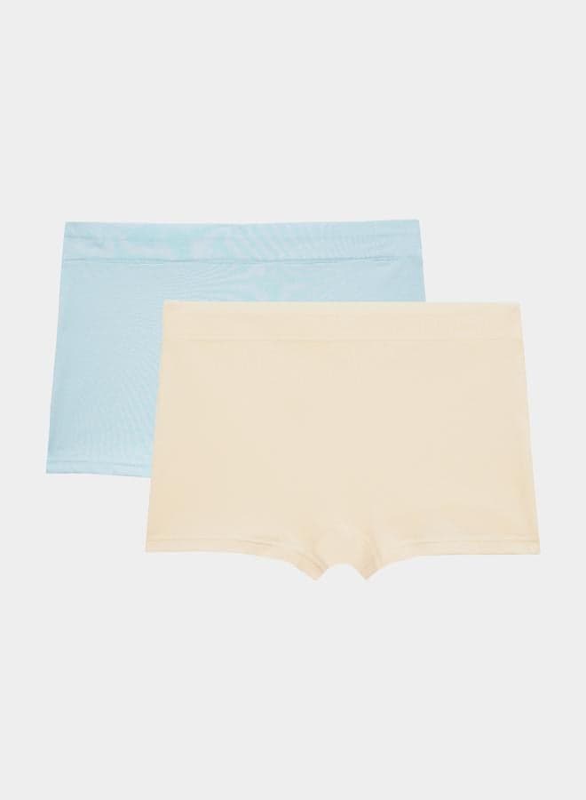 Girls Pack of 2 Solid Elastic Waist Briefs - Image 1