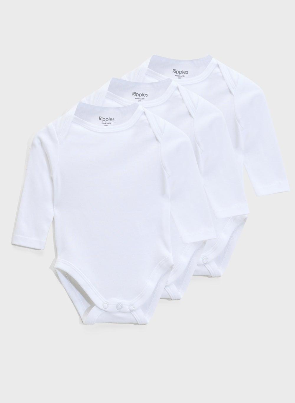Girls 3-Pack Long Sleeve Cotton Bodysuits - Image 1