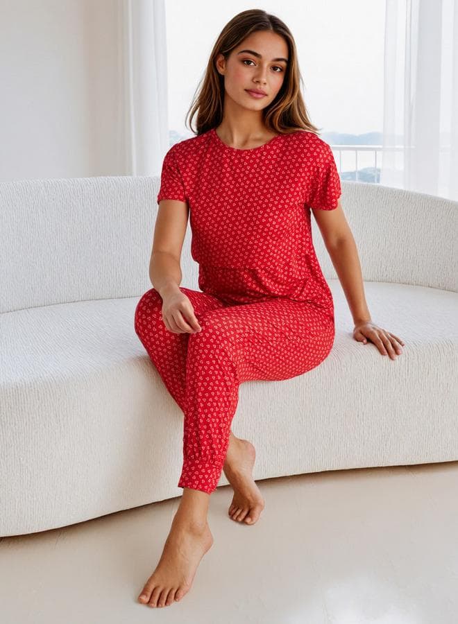 Elegant Printed Maternity Pyjama Set - Image 1