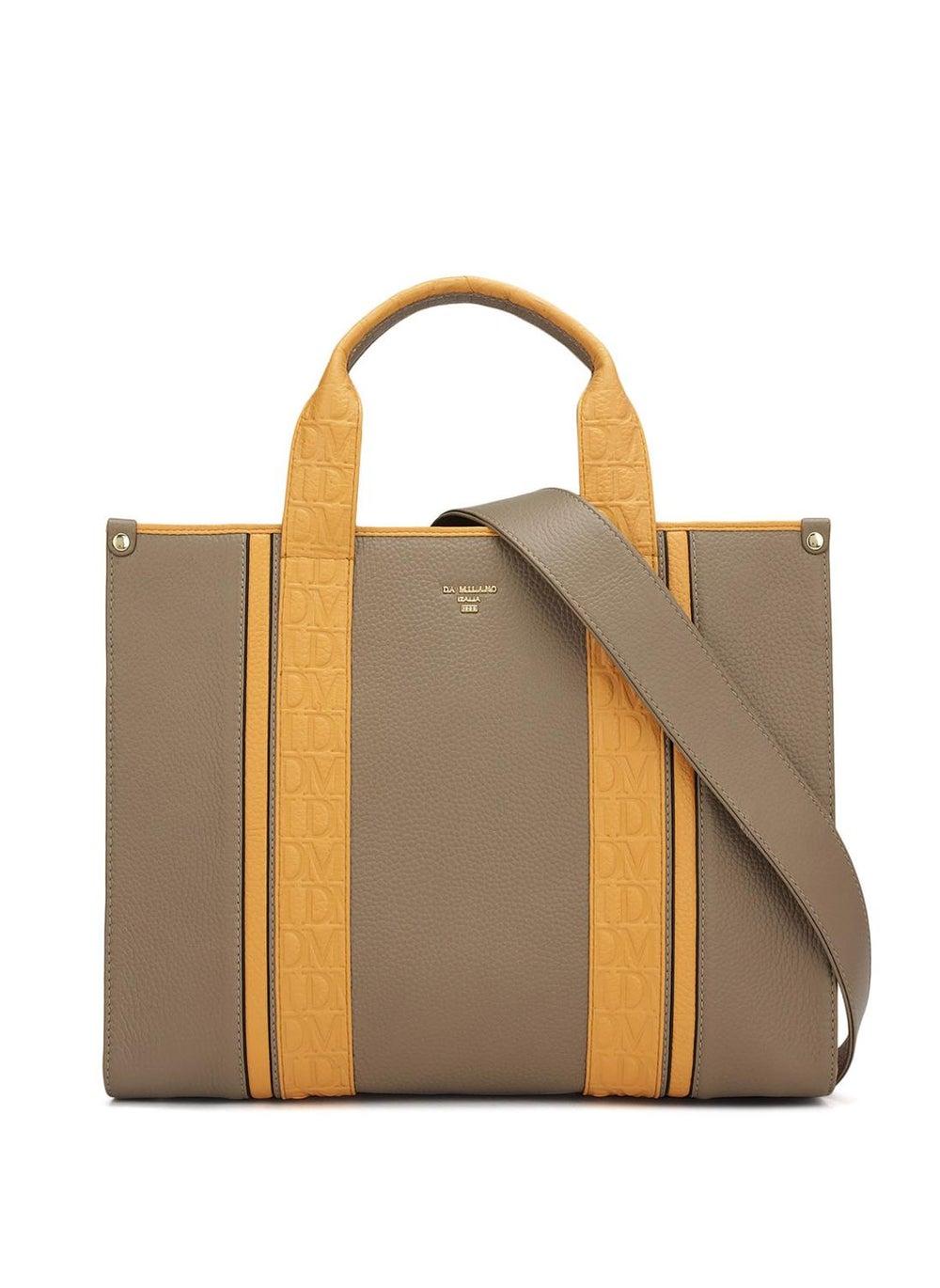 Da Milano Taupe Genuine Leather Tote Bag - Image 1