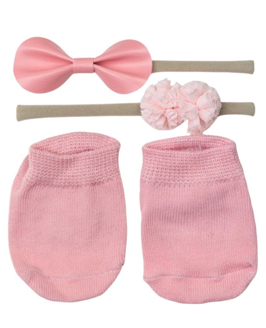 Savannah Ribbon Bow Headband and Socks Set Light Pink - Image 1