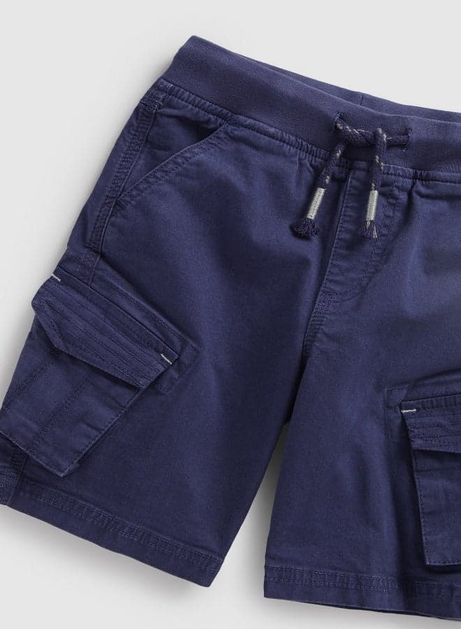 Navy Cotton Stretch Cargo Shorts - Image 1