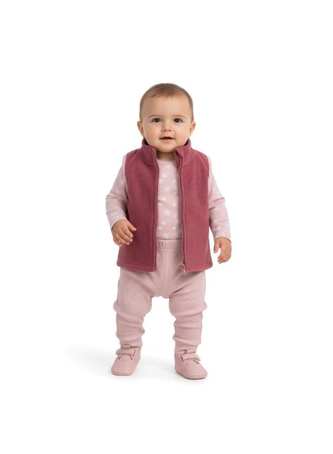 Bambimici Snowflakes Bodysuit & Pyjama Set Dark Pink - Image 1