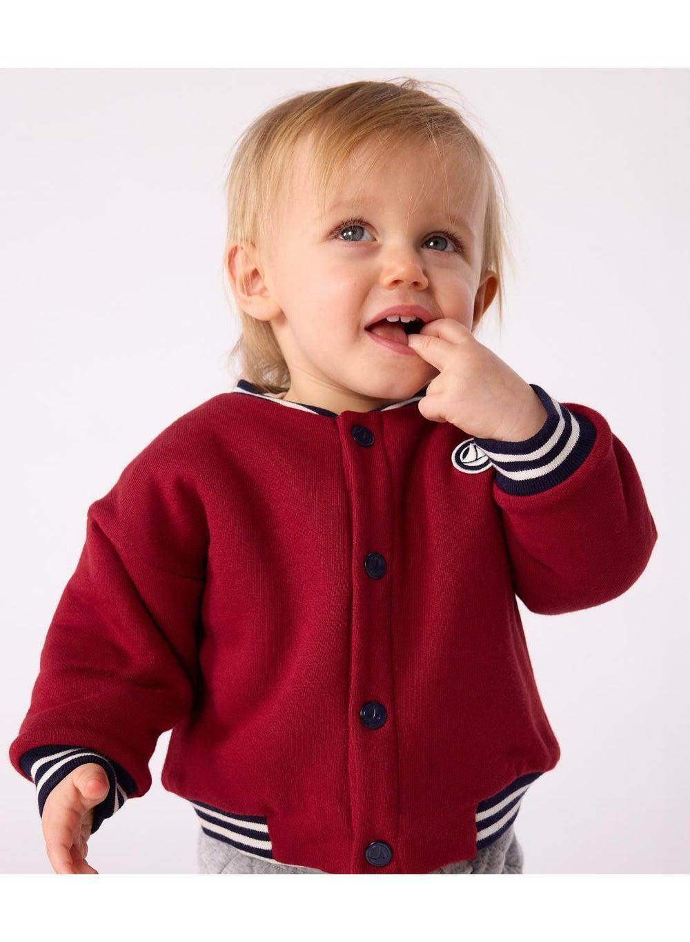 Babies’ Cotton Varsity Jacket with Sherpa Lining - Image 1