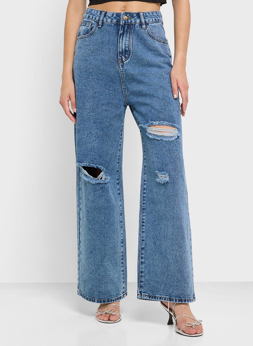 High-Rise Relaxed Ripped Jeans - Image 1
