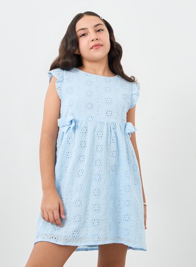Styli Girls Schiffli Bow Detail Dress - Image 1