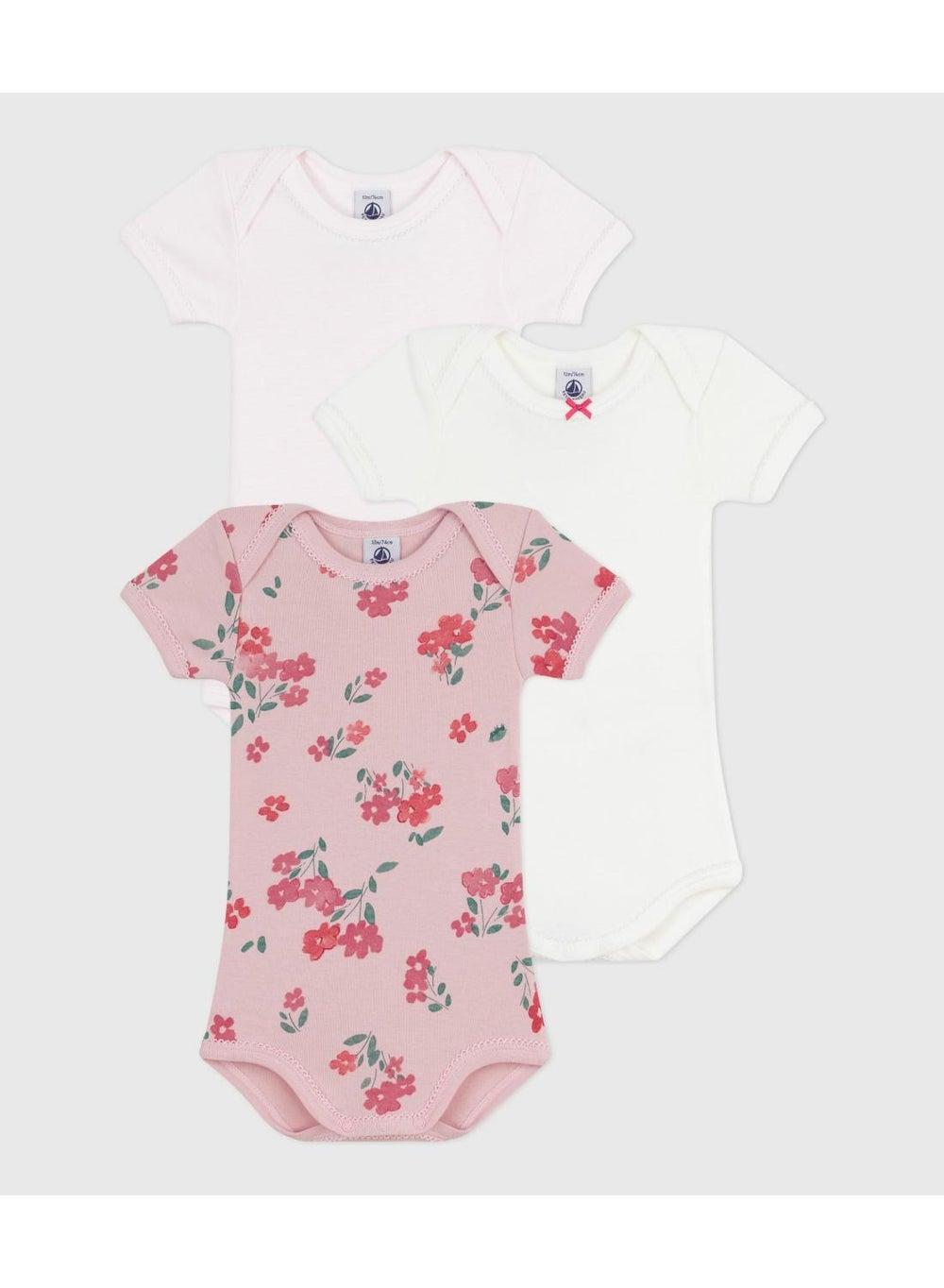 Baby Girls Floral Cotton Short-Sleeve Bodysuit Pack - Image 1