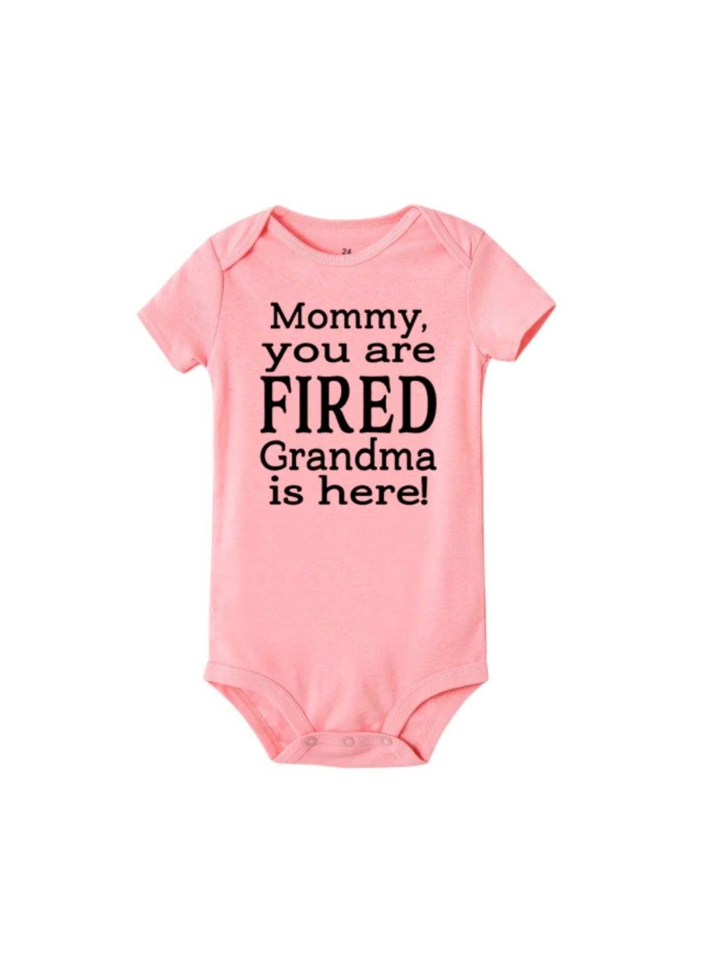 Mommy You Are Grandma Is Here Baby Romper T-Shirt - Image 1