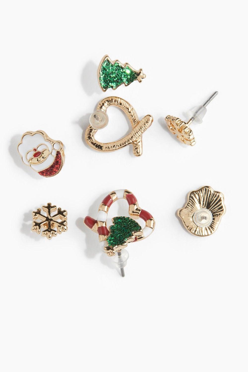 Festive Metal Stud Earrings Set – 4 Pairs - Image 1