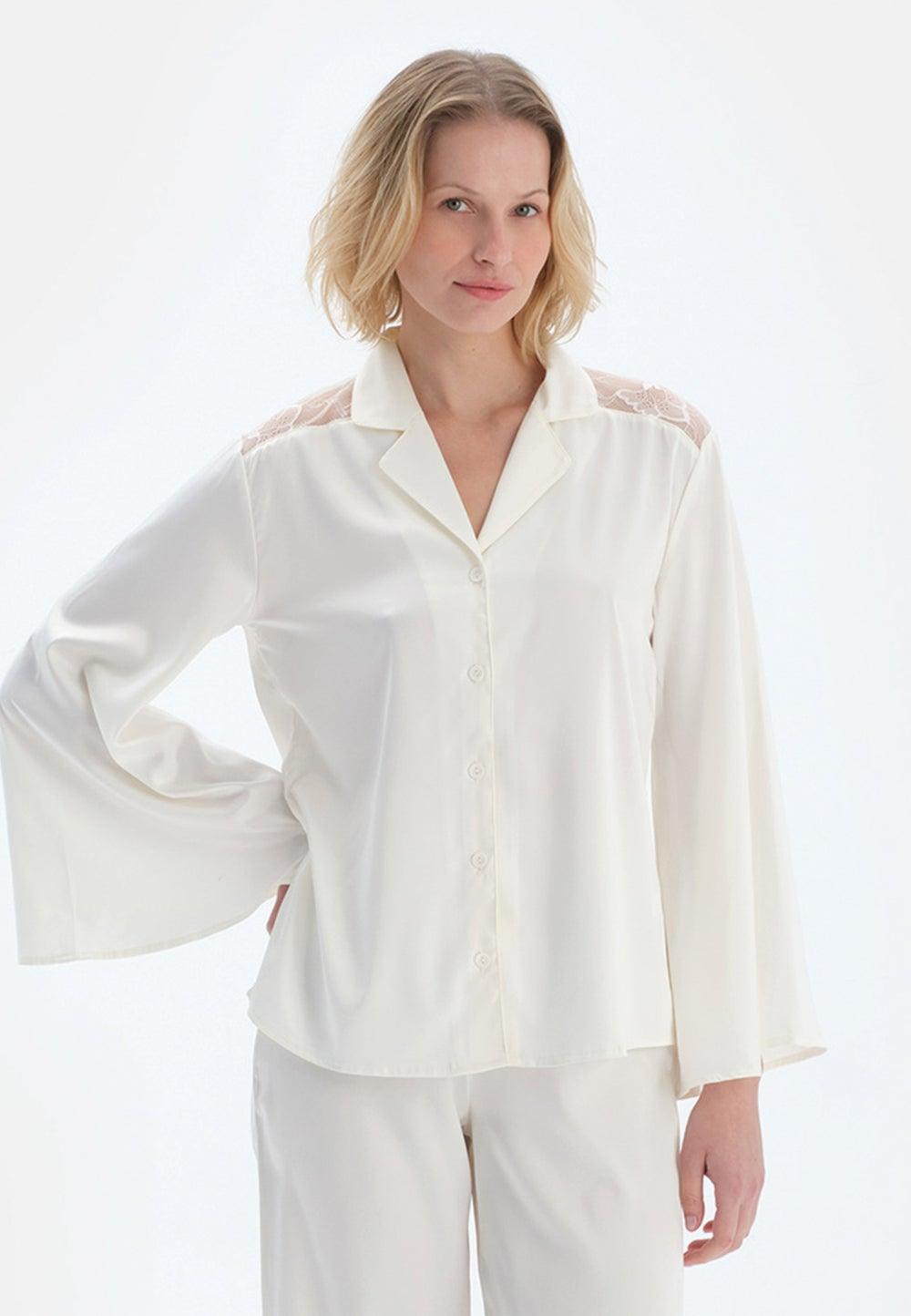 Classic Fit Spread Collar Sleep Shirt in Soft Polyester - Image 1