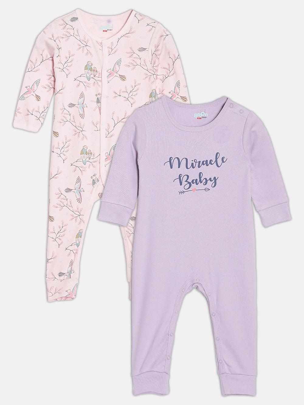 Broon Infant Girls Organic Cotton Sleepsuit Pack of 2 - Image 1