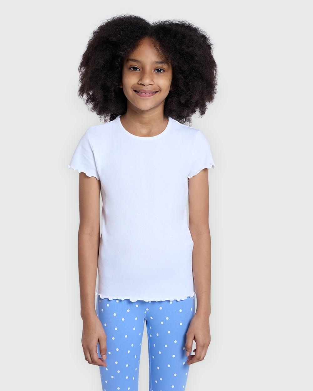 Girls' Ribbed Tee In Lucent White - Image 1