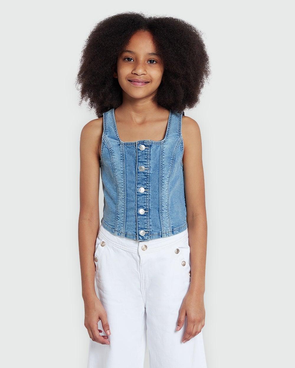 OVS Girls Medium Blue Denim Top - Image 1