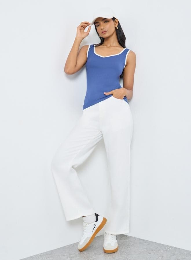 Mid Rise Relaxed Fit Solid Denim Jeans - Image 1